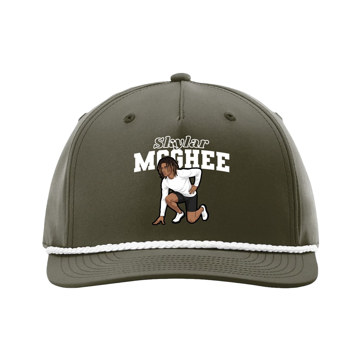 Five-Panel Classic Rope Cap — Name Arch in Green