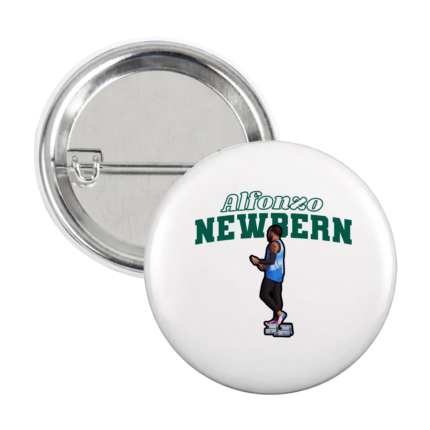 Game Day Button — Name Arch in White