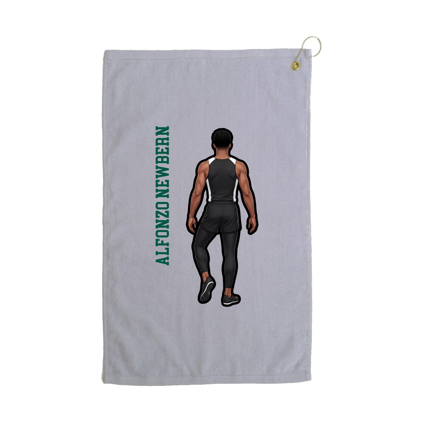 Golf Towel — Name Vertical in Grey