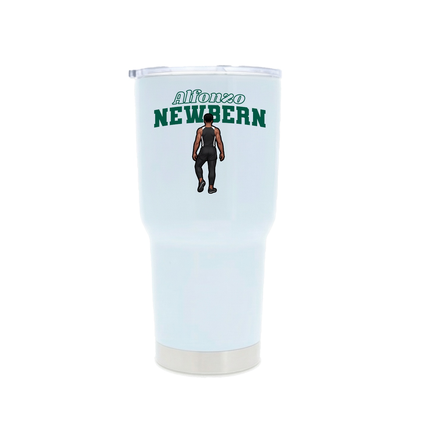 30oz Stainless Steel Tumbler — Name Arch in White