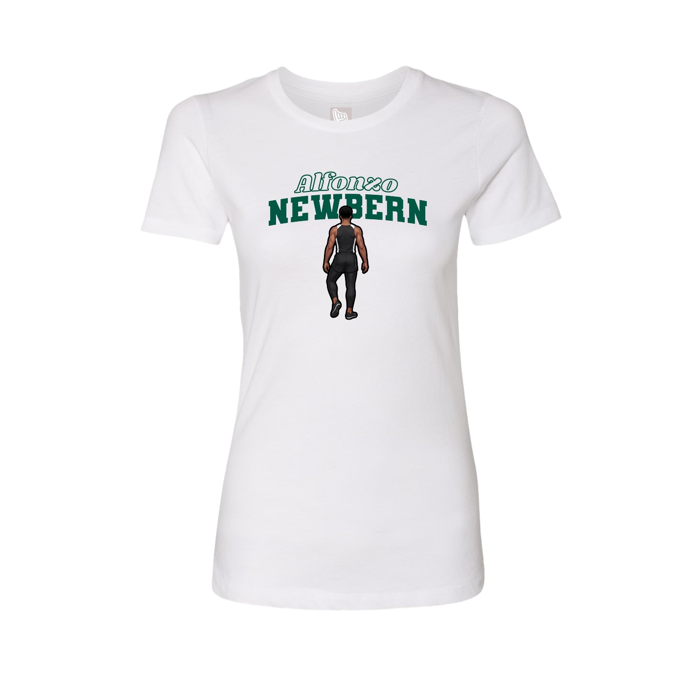 Fitted Women's Tee — Name Arch in White