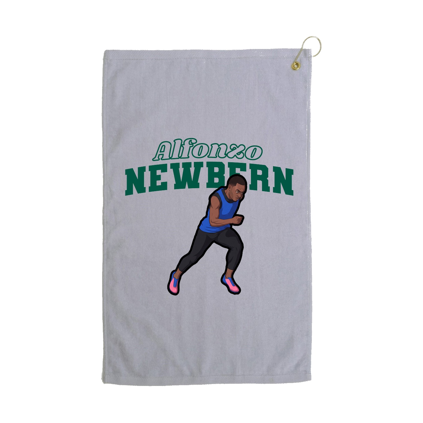 Golf Towel — Name Arch in Grey