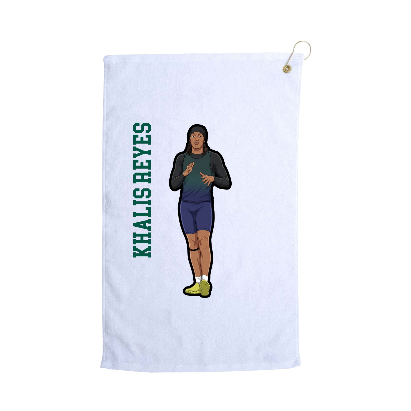 Golf Towel — Name Vertical in White