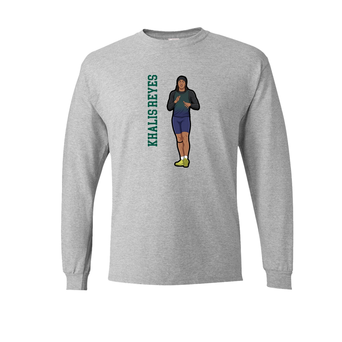 Long Sleeve Tee — Name Vertical in Grey