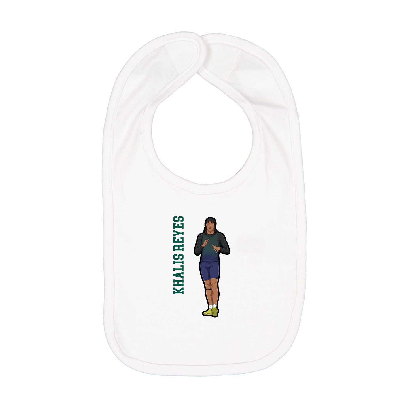 Infant Bib — Name Vertical in White