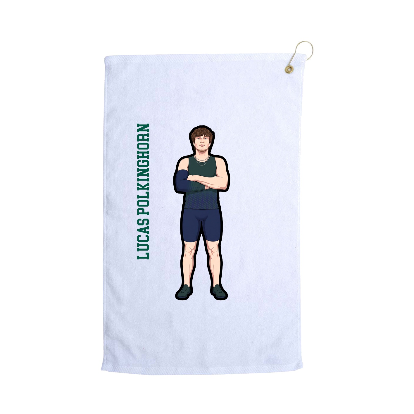 Golf Towel — Name Vertical in White