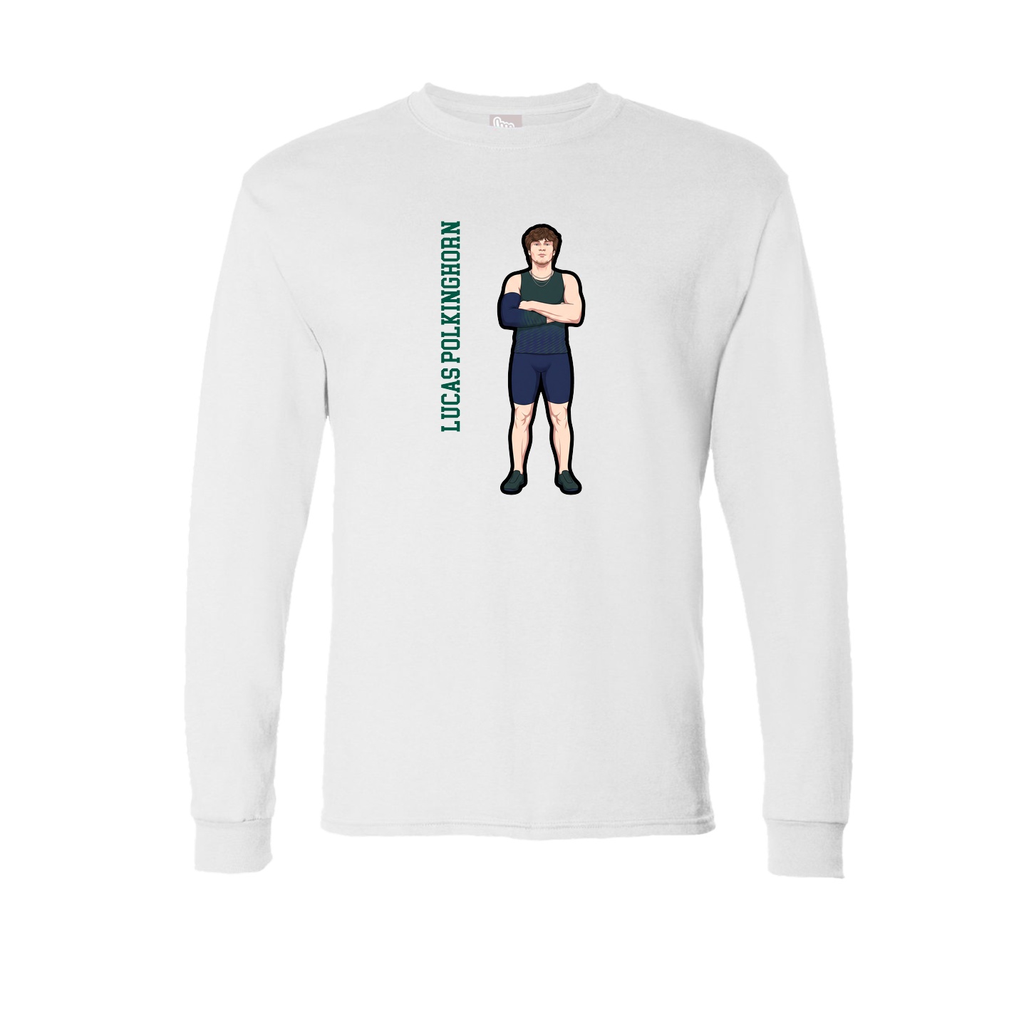 Long Sleeve Tee — Name Vertical in White