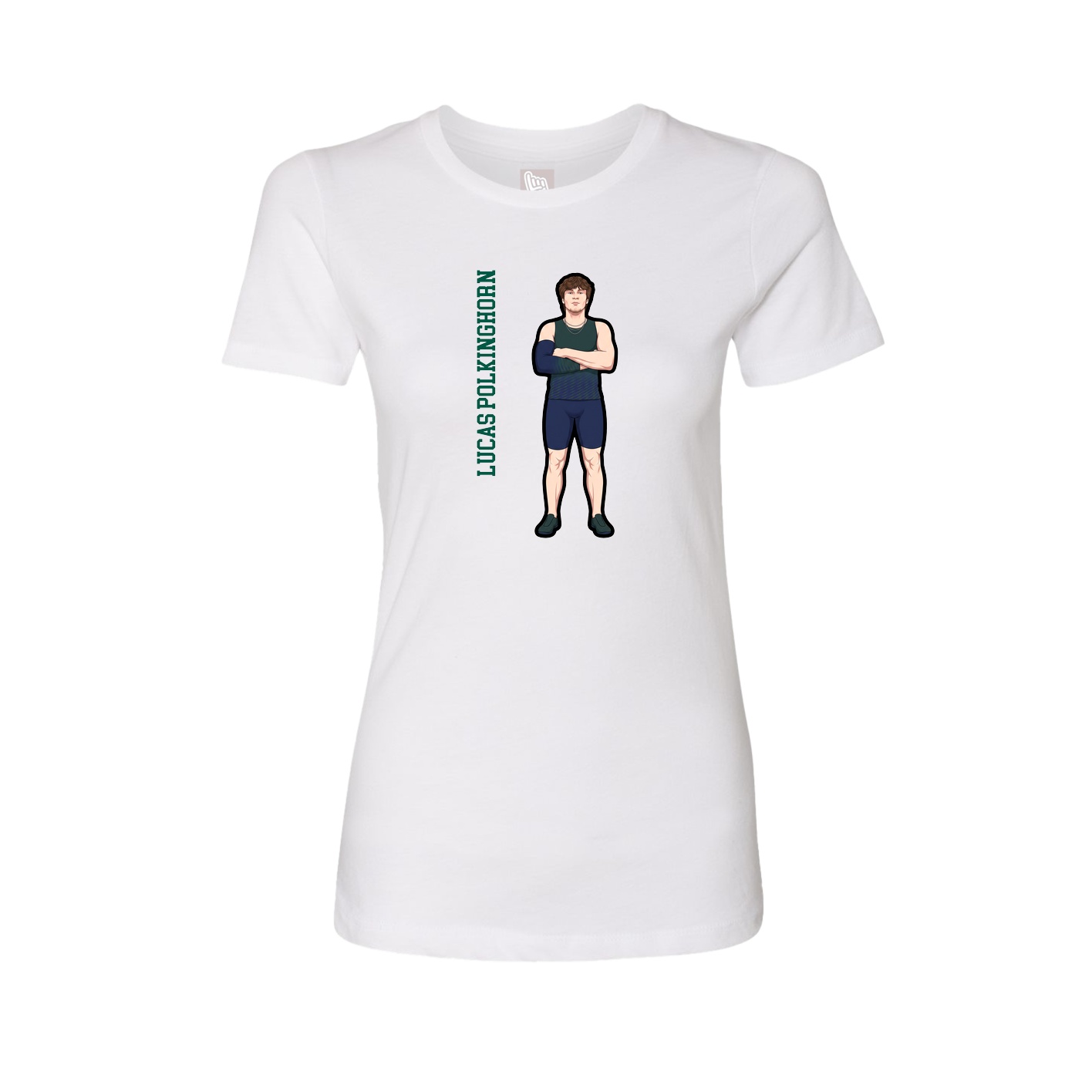 Fitted Women's Tee — Name Vertical in White
