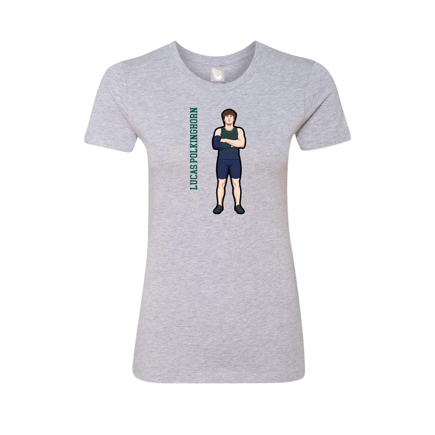 Womens Tee — Name Vertical in Grey