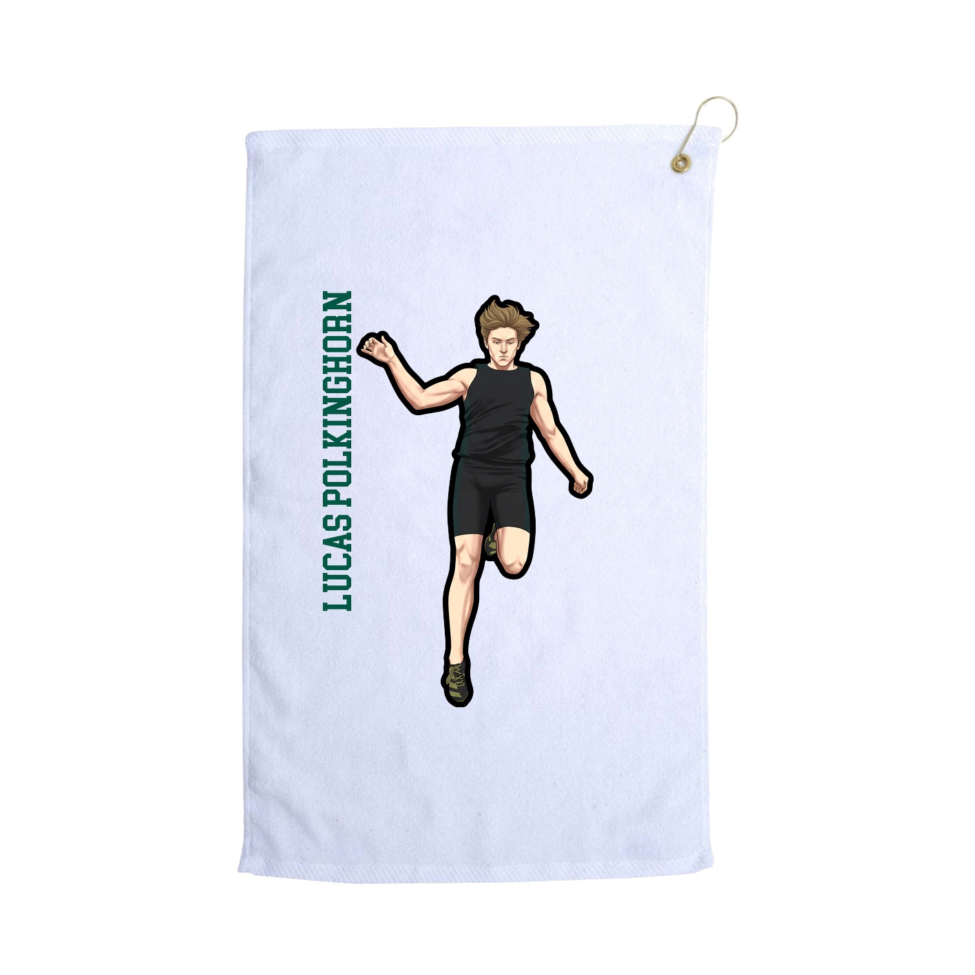 Golf Towel — Name Vertical in White