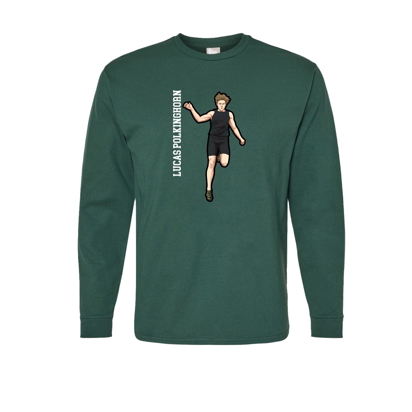 Long Sleeve Tee — Name Vertical in Green