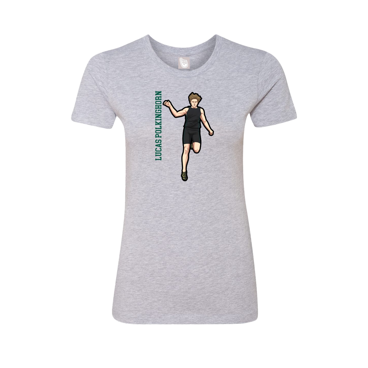 Womens Tee — Name Vertical in Grey