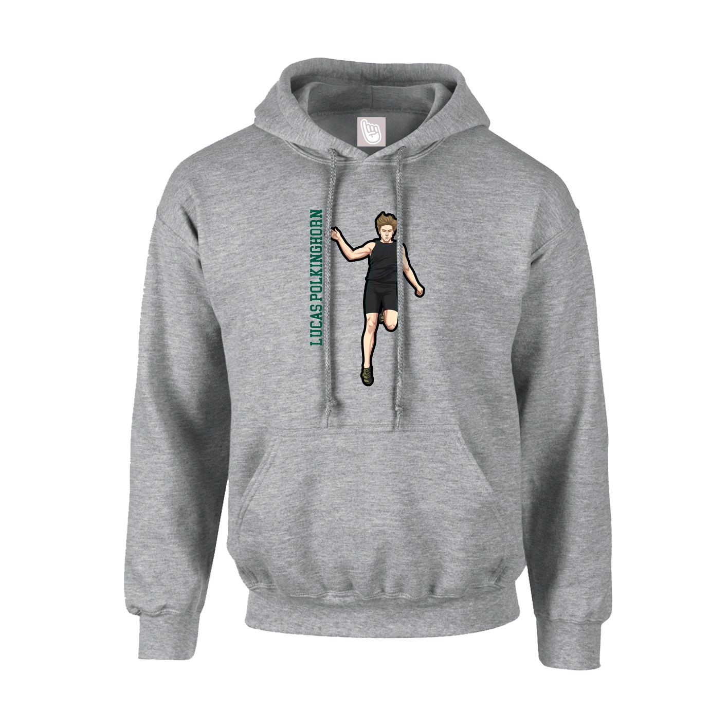 Youth Hoodie — Name Vertical in Grey