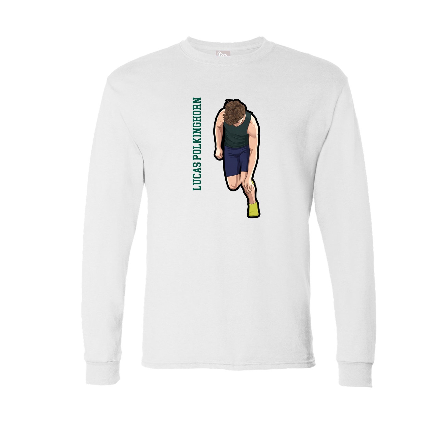 Long Sleeve Tee — Name Vertical in White