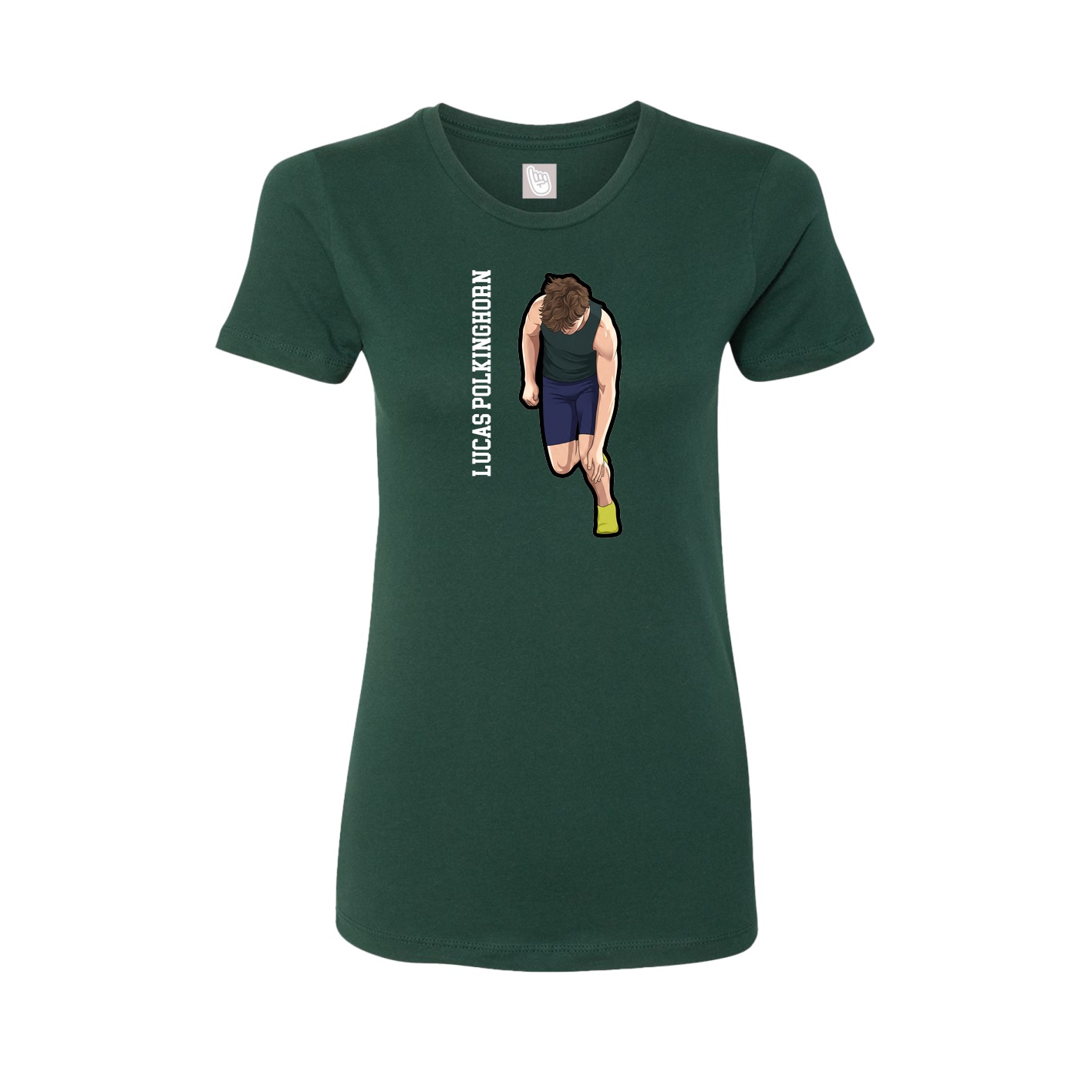 Fitted Women's Tee — Name Vertical in Green