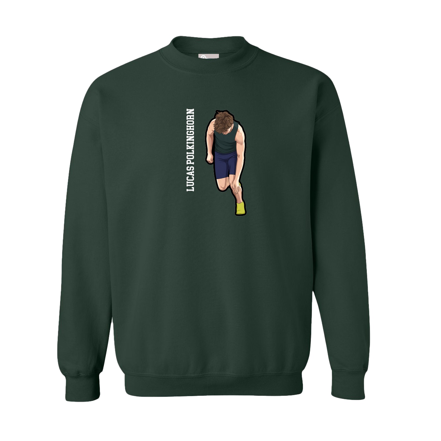Fleece Crew — Name Vertical in Green
