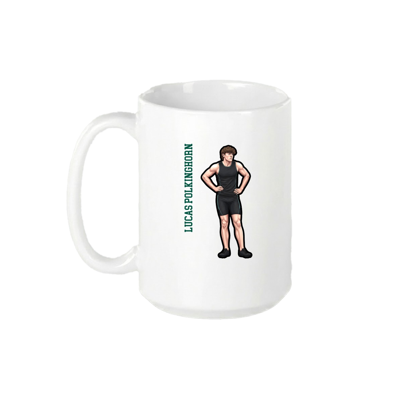 15oz Coffee Mug — Name Vertical in White