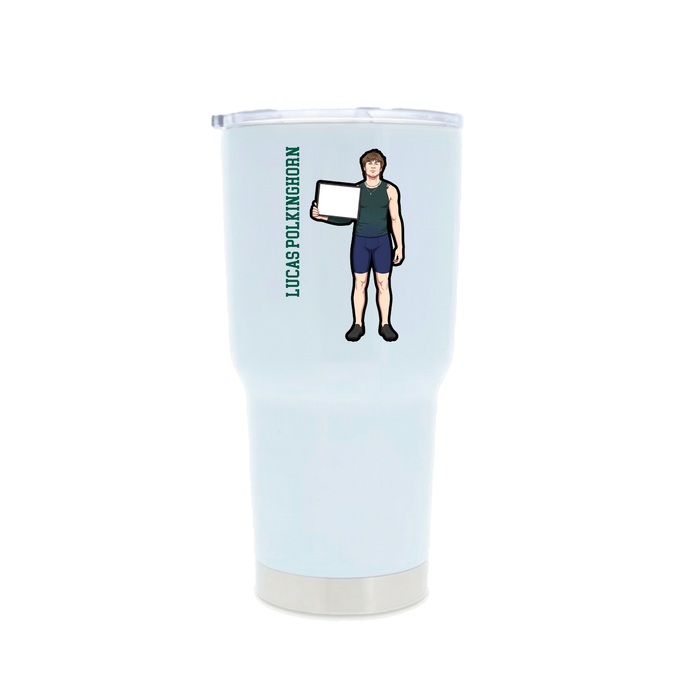 30oz Stainless Steel Tumbler — Name Vertical in White