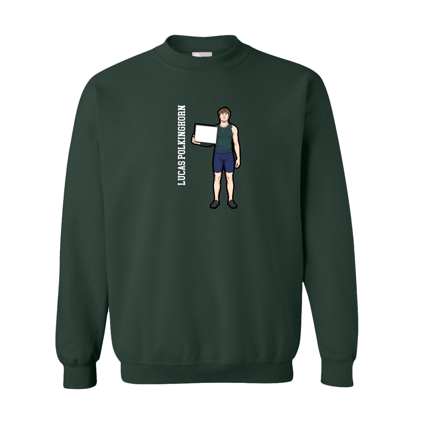 Fleece Crew — Name Vertical in Green