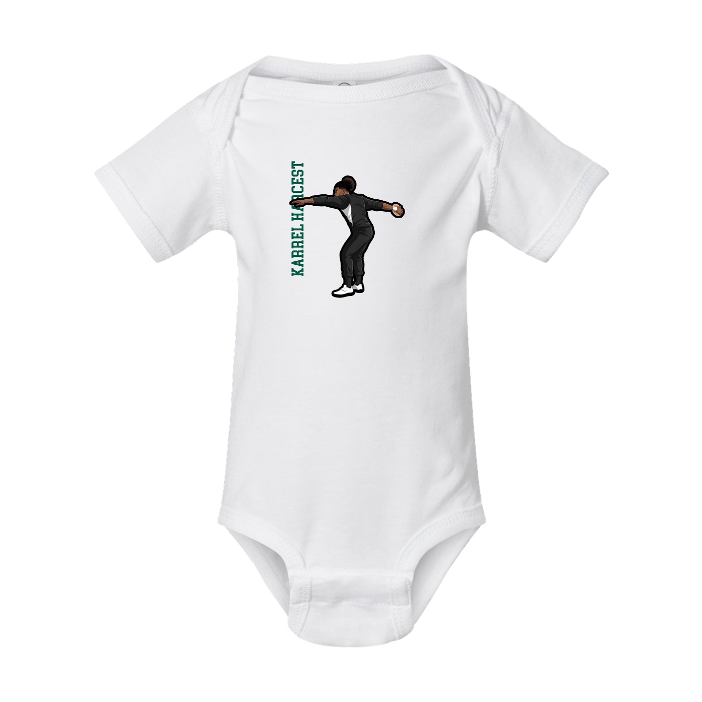 Baby Onesie — Name Vertical in White
