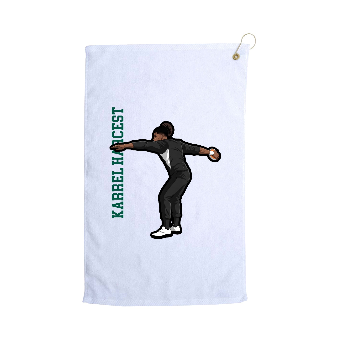 Golf Towel — Name Vertical in White