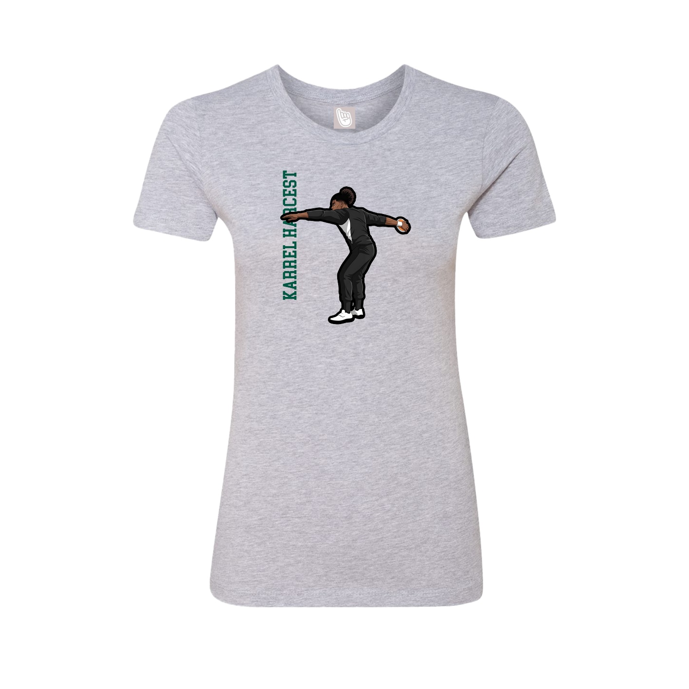 Womens Tee — Name Vertical in Grey