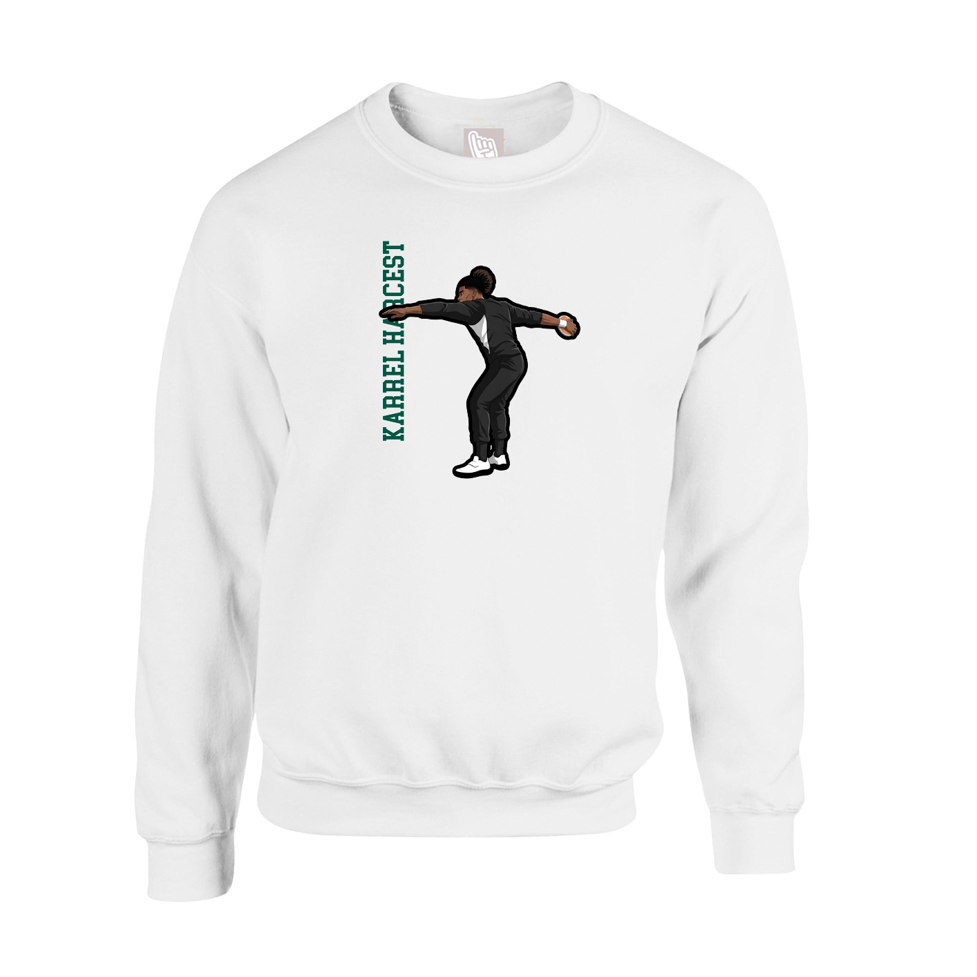 Fleece Crew — Name Vertical in White