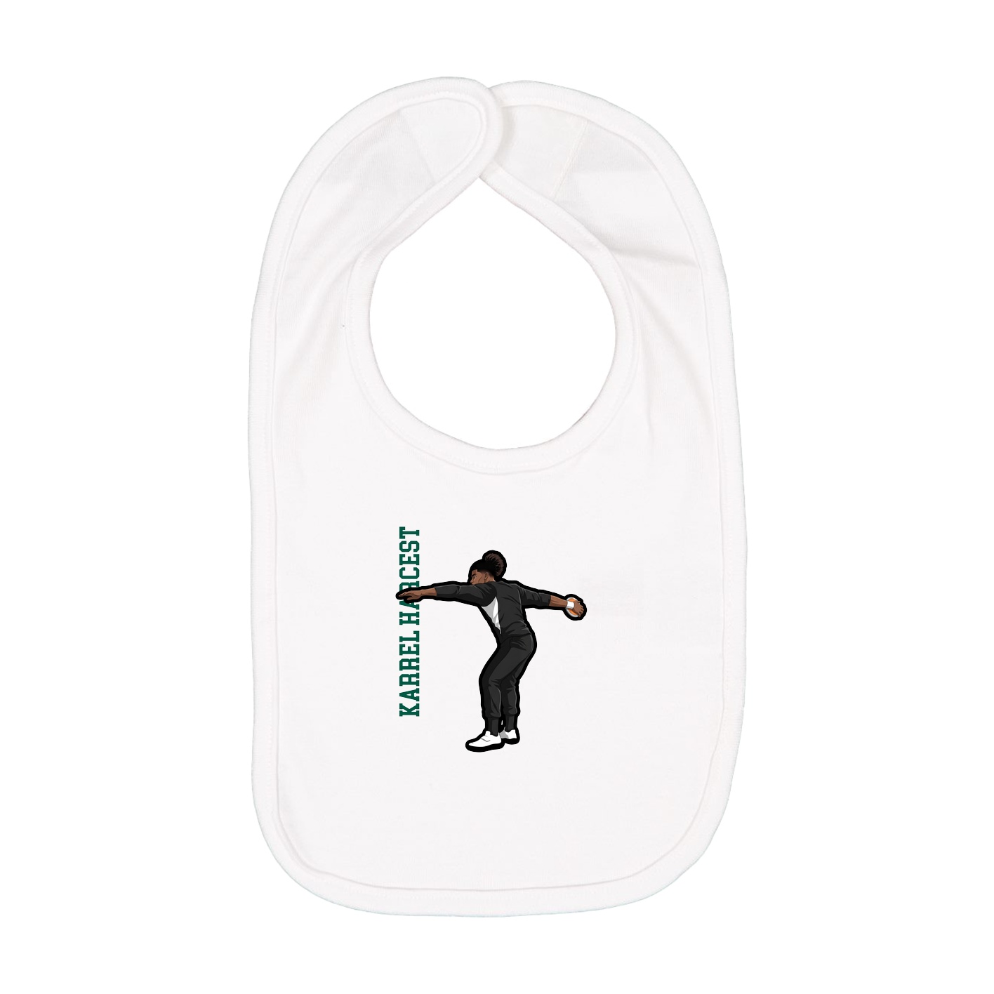 Infant Bib — Name Vertical in White