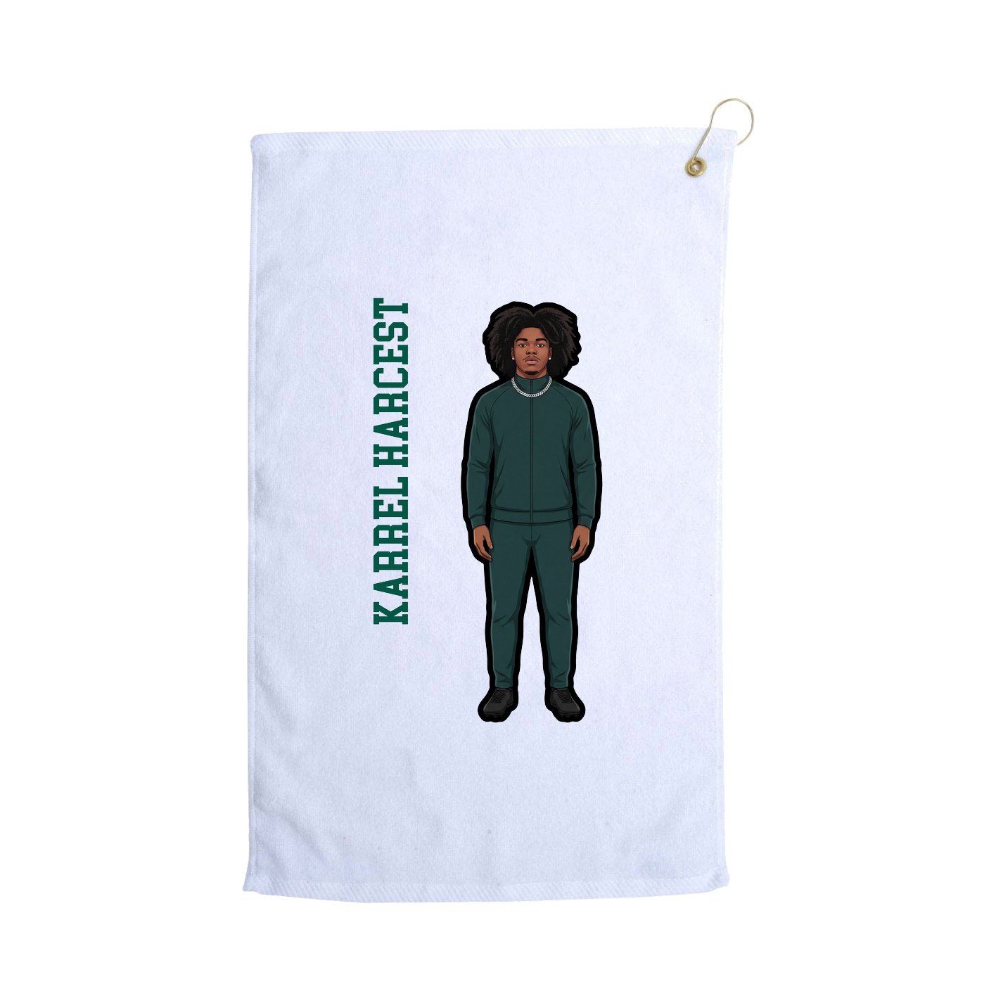 Golf Towel — Name Vertical in White