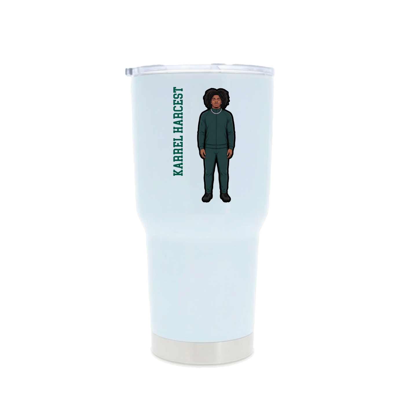 30oz Stainless Steel Tumbler — Name Vertical in White