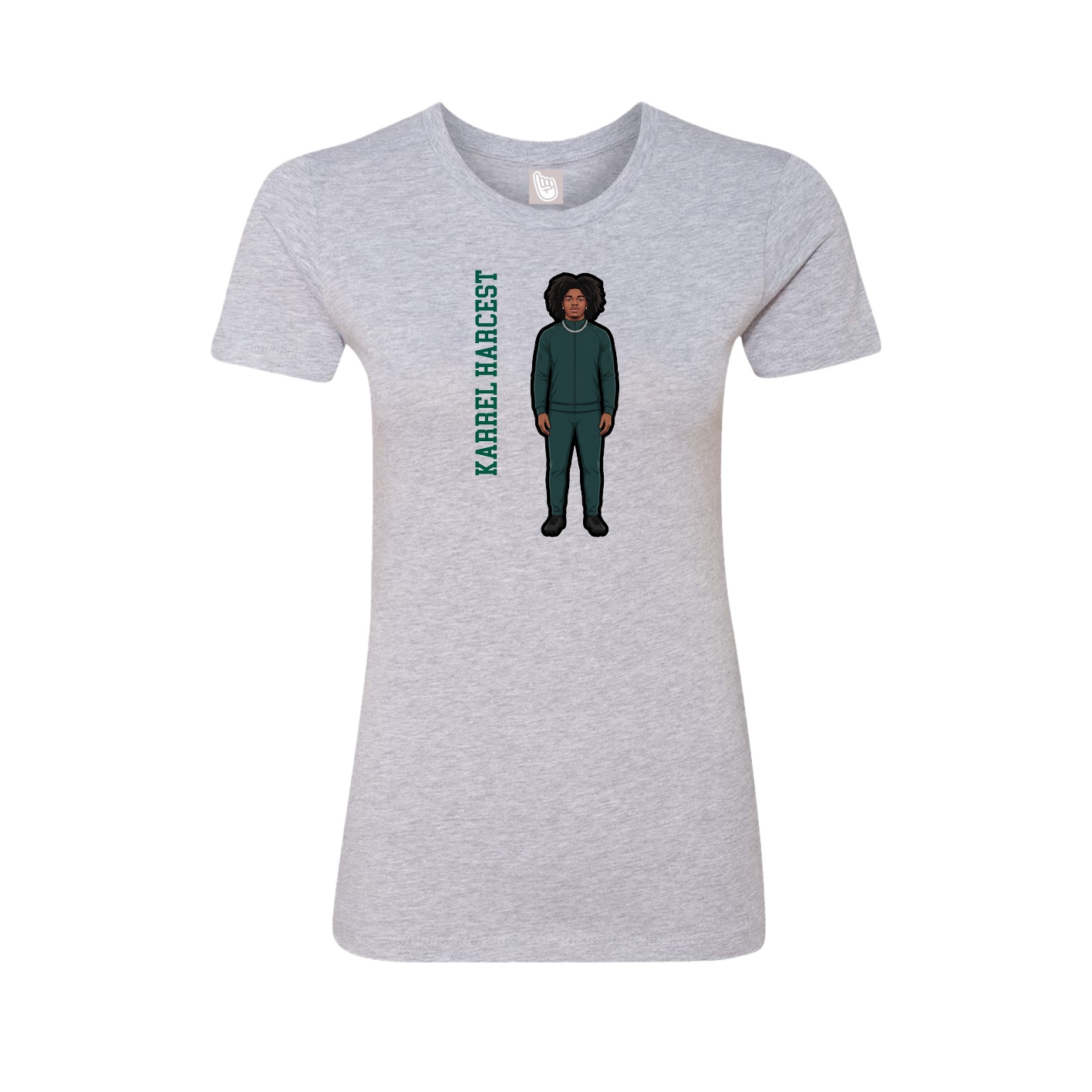 Womens Tee — Name Vertical in Grey