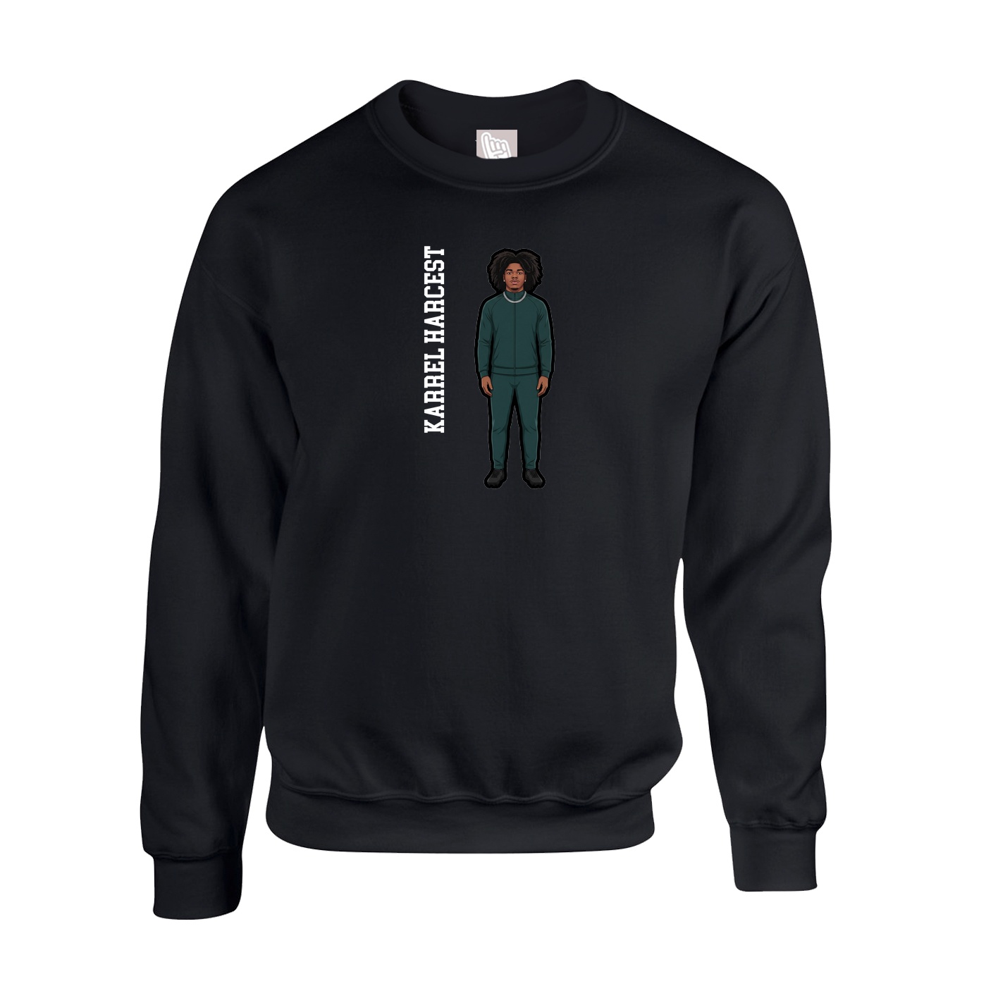 Fleece Crew — Name Vertical in Black