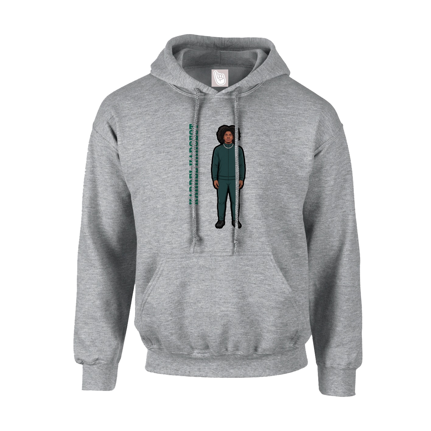 Youth Hoodie — Name Vertical in Grey
