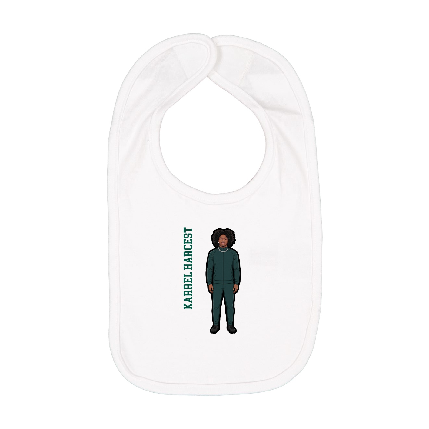 Infant Bib — Name Vertical in White