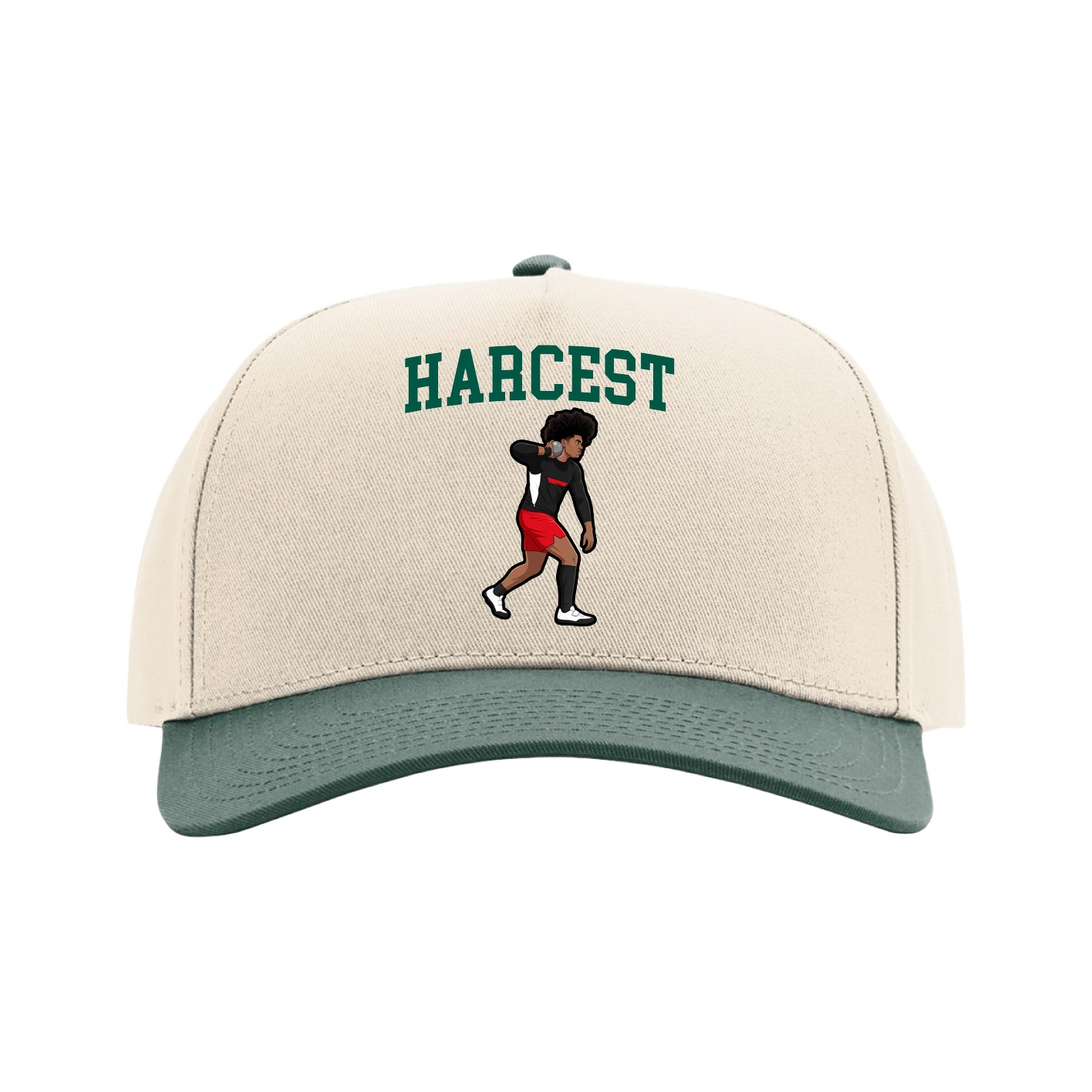 Full Fabric Five-Panel Champ Cap — Shirsey in Cream/Green