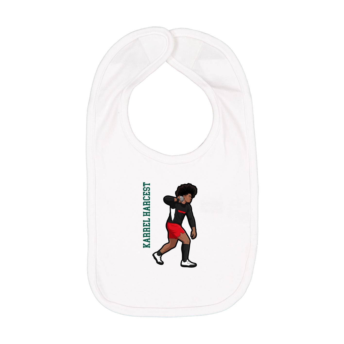 Infant Bib — Name Vertical in White