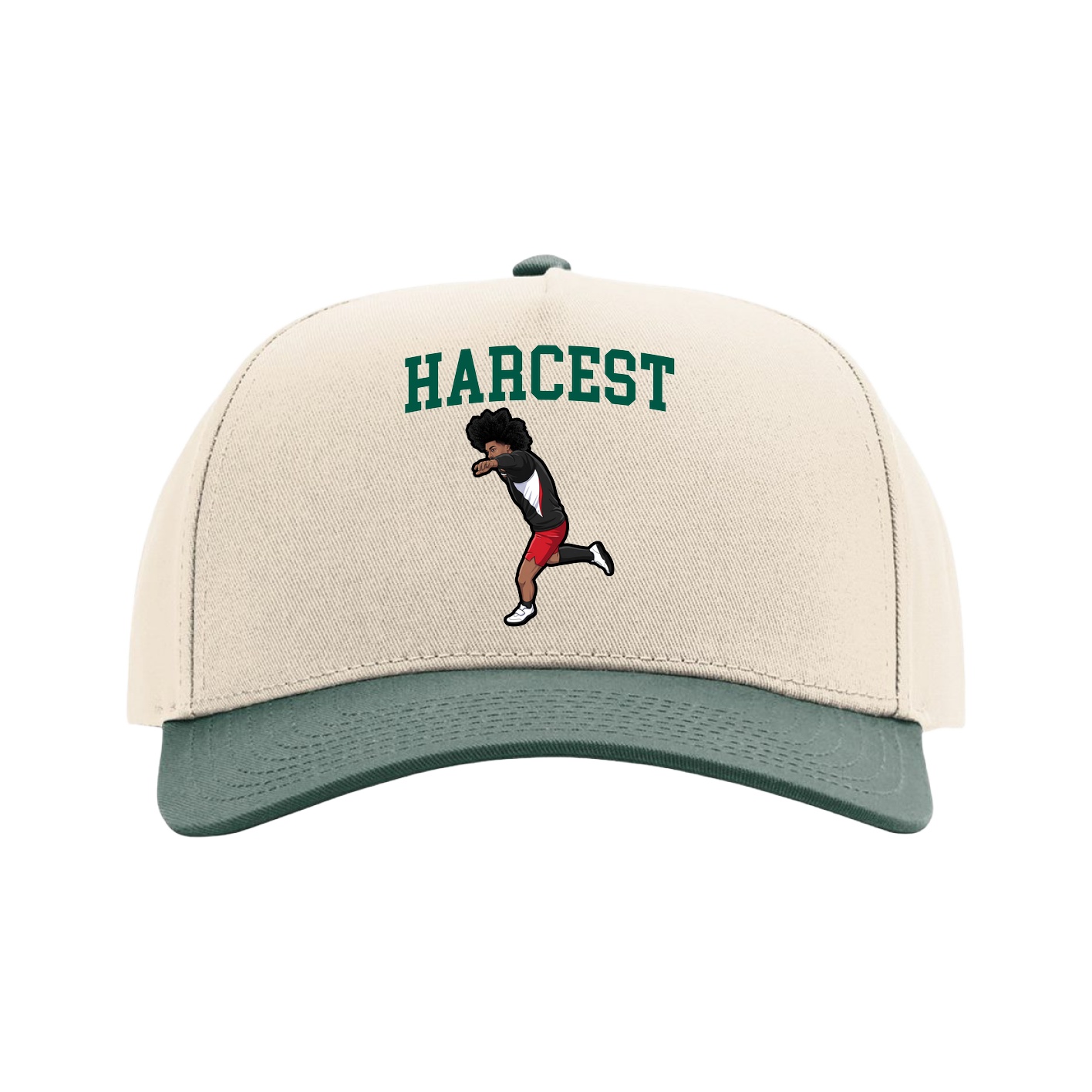 Full Fabric Five-Panel Champ Cap — Shirsey in Cream/Green