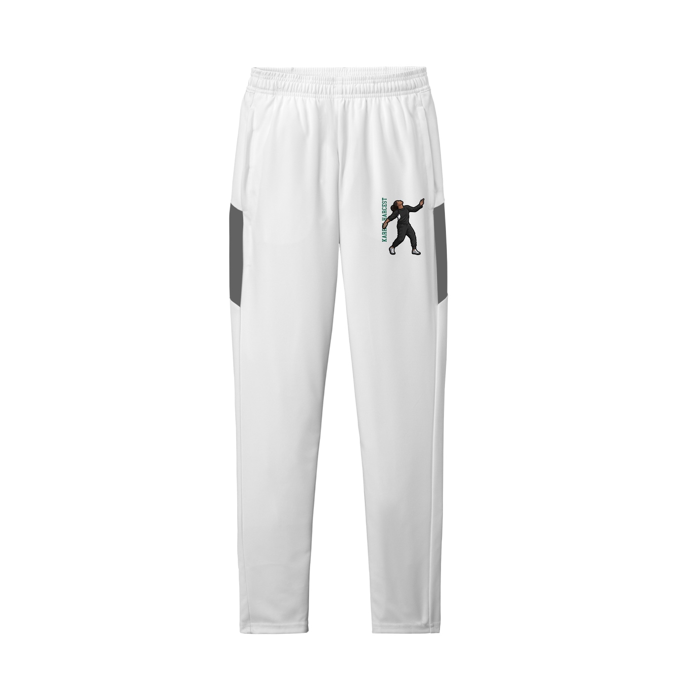 Team Travel Pant — Name Vertical in White/Grey