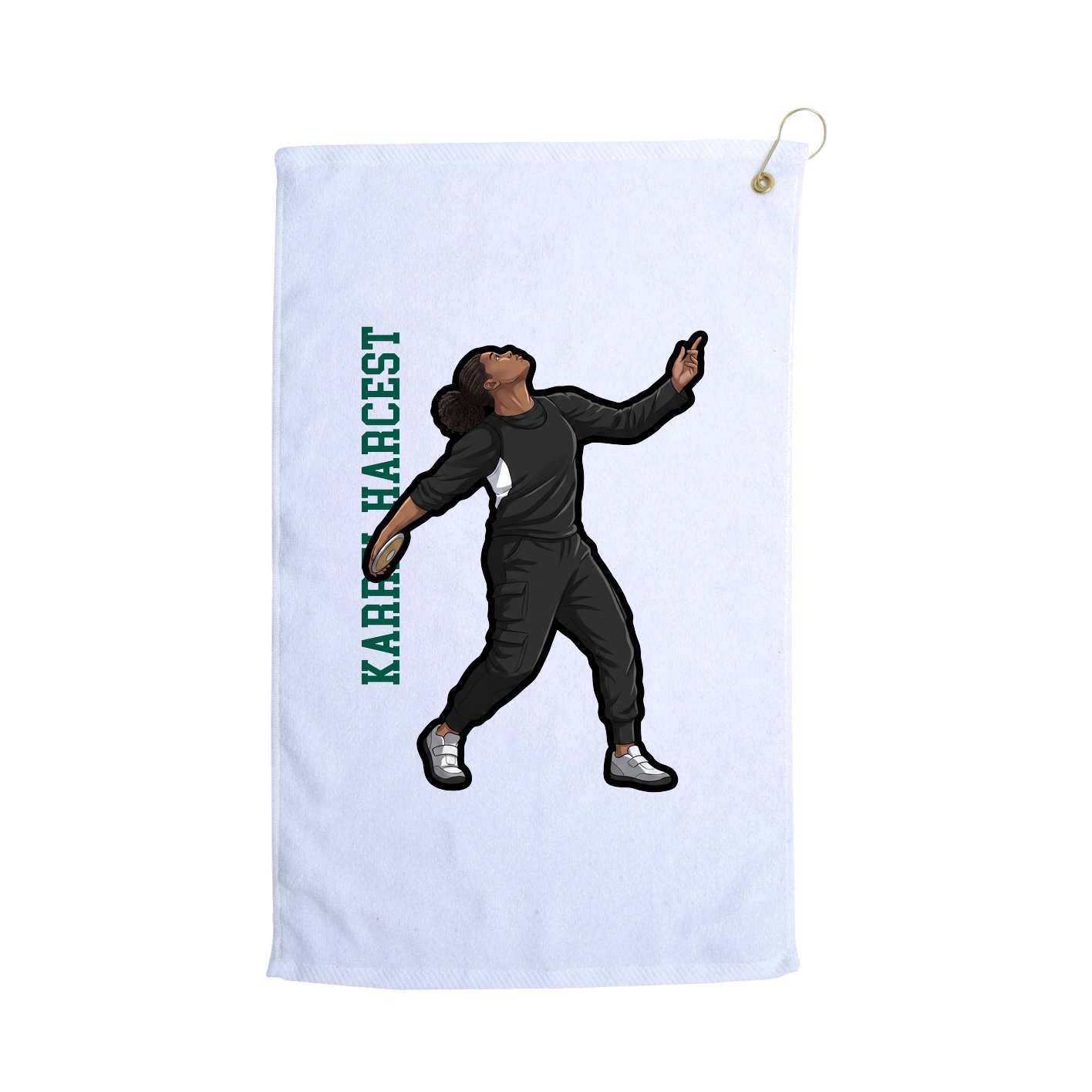 Golf Towel — Name Vertical in White