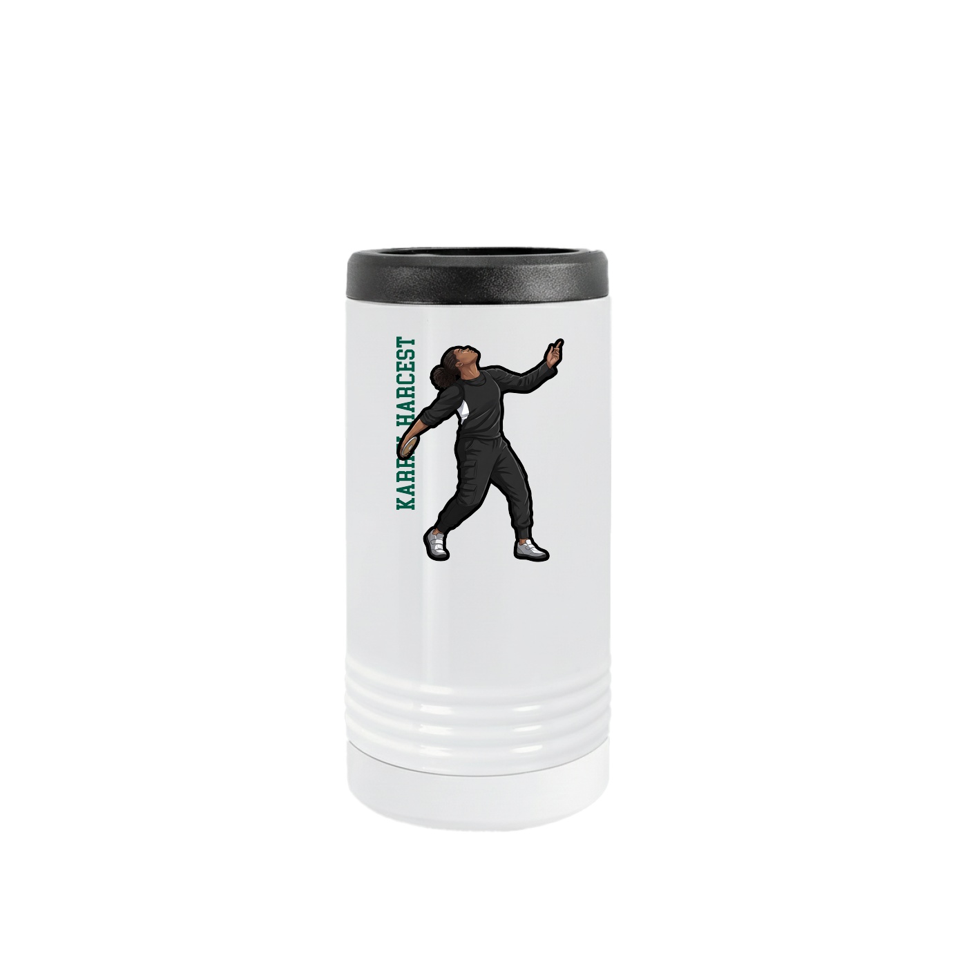 Slim Beverage Holder — Name Vertical in White