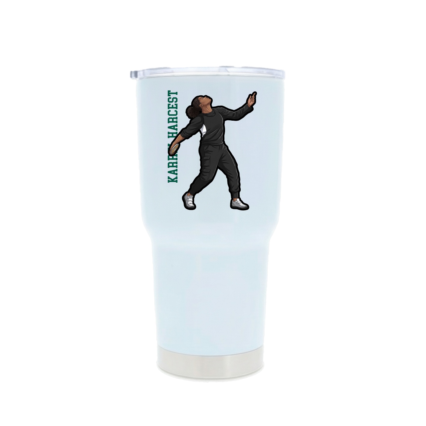 30oz Stainless Steel Tumbler — Name Vertical in White