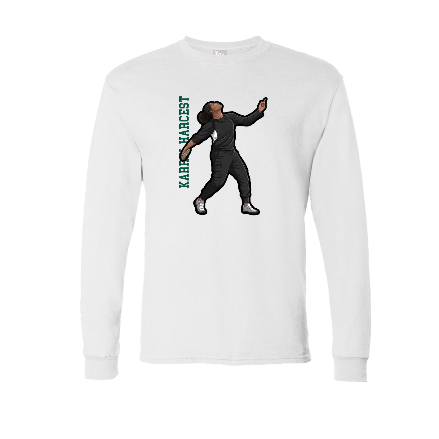 Long Sleeve Tee — Name Vertical in White