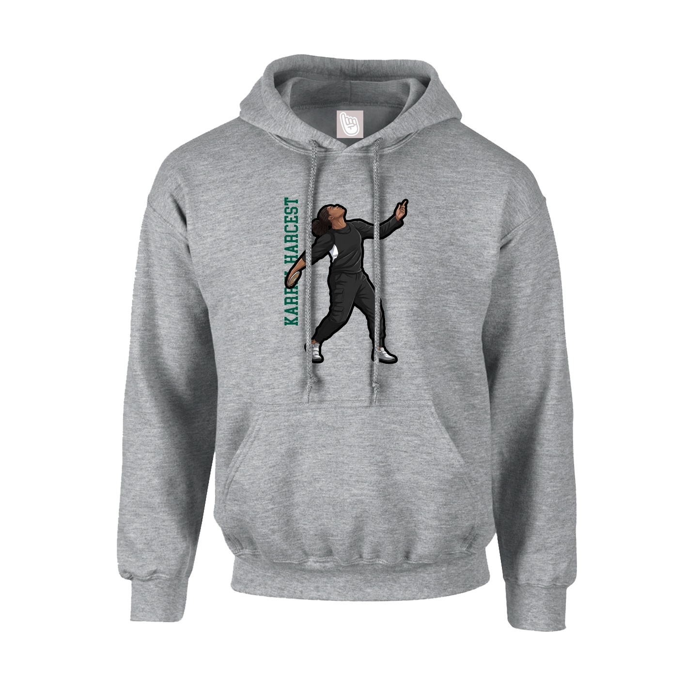 Hoodie — Name Vertical in Grey