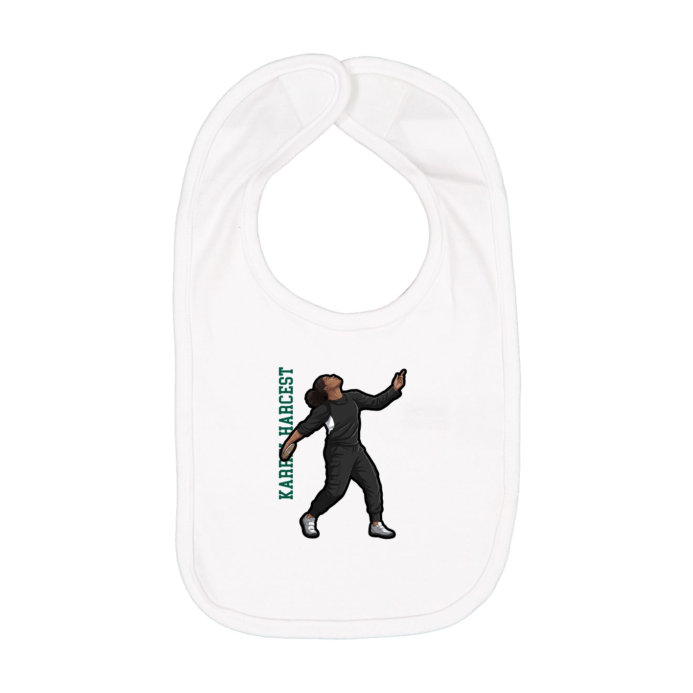 Infant Bib — Name Vertical in White