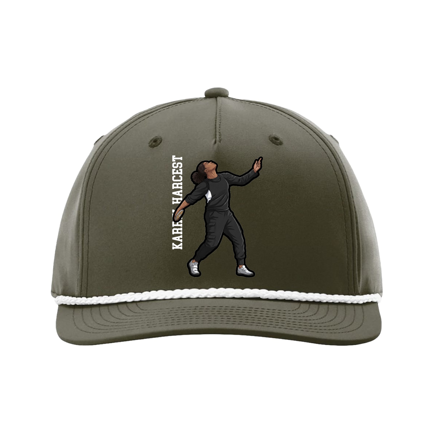 Five-Panel Classic Rope Cap — Name Vertical in Green