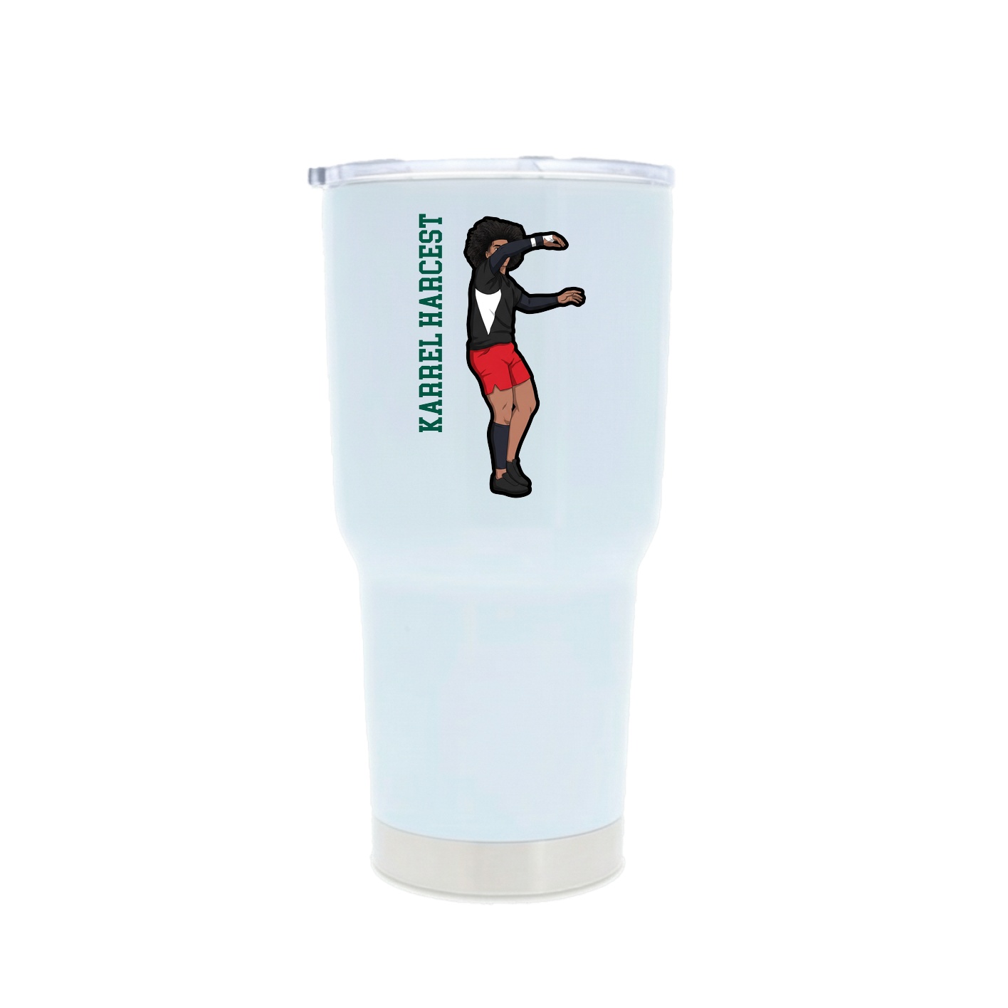 30oz Stainless Steel Tumbler — Name Vertical in White