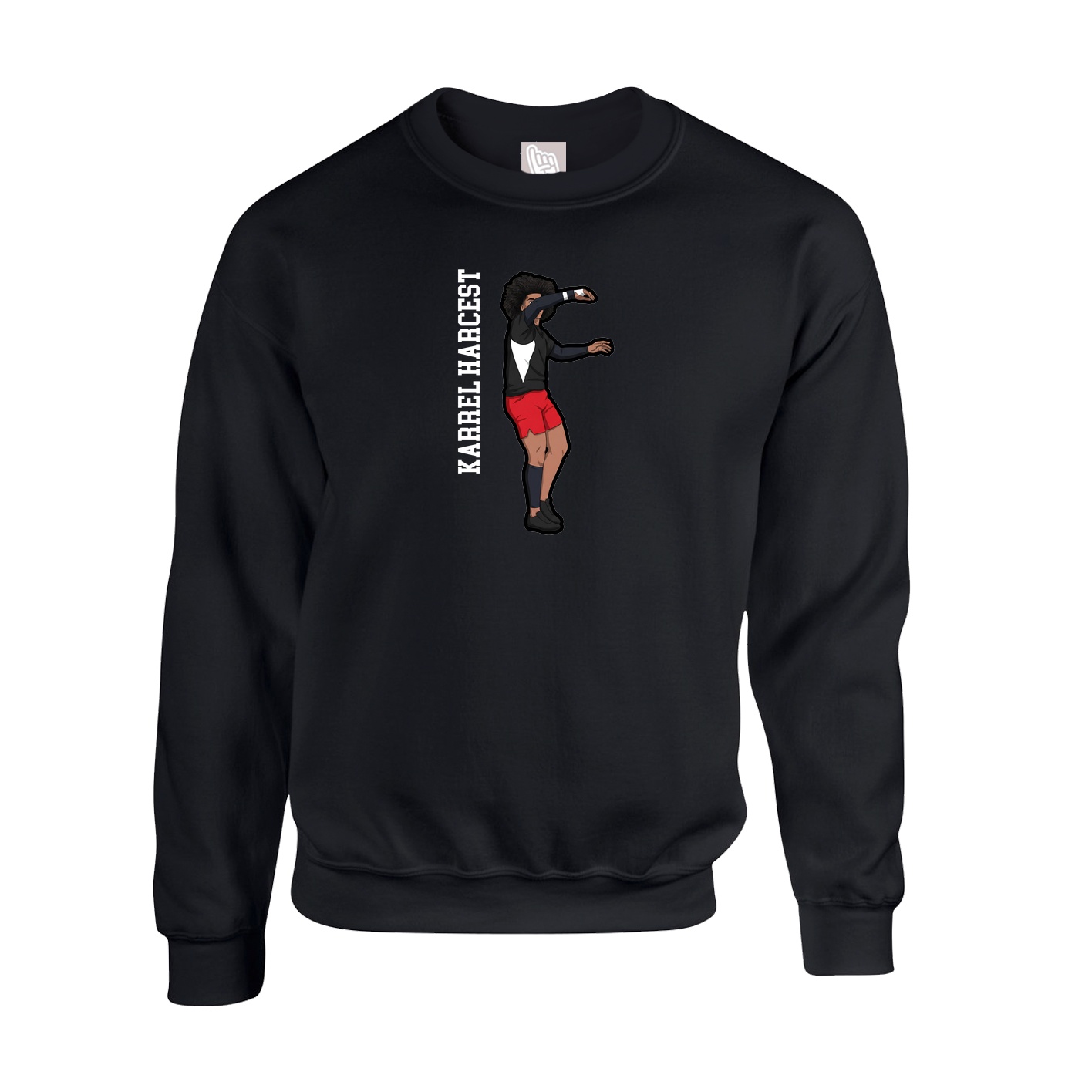 Fleece Crew — Name Vertical in Black