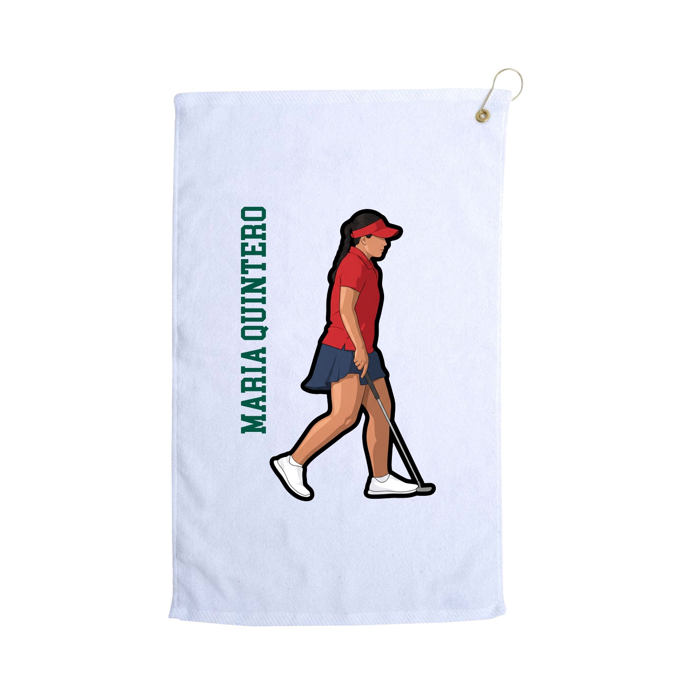 Golf Towel — Name Vertical in White