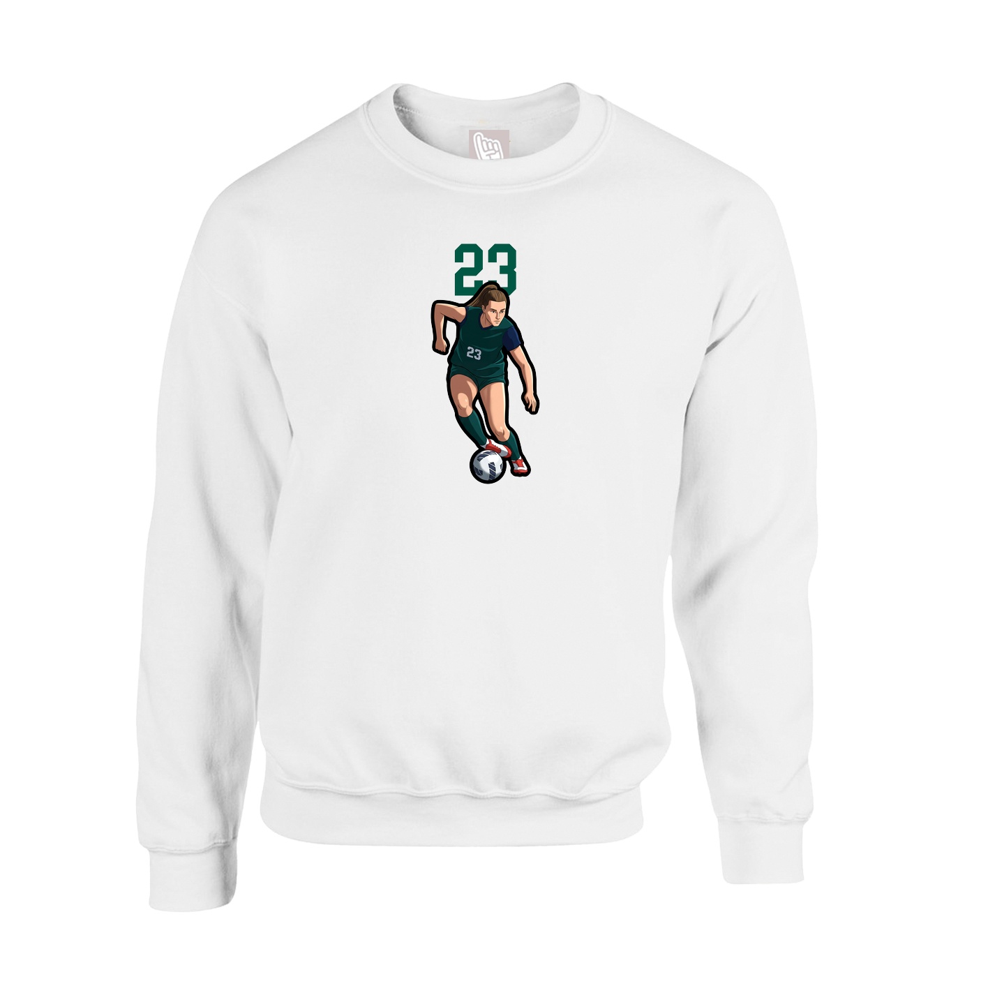 Fleece Crew — Number Top in White