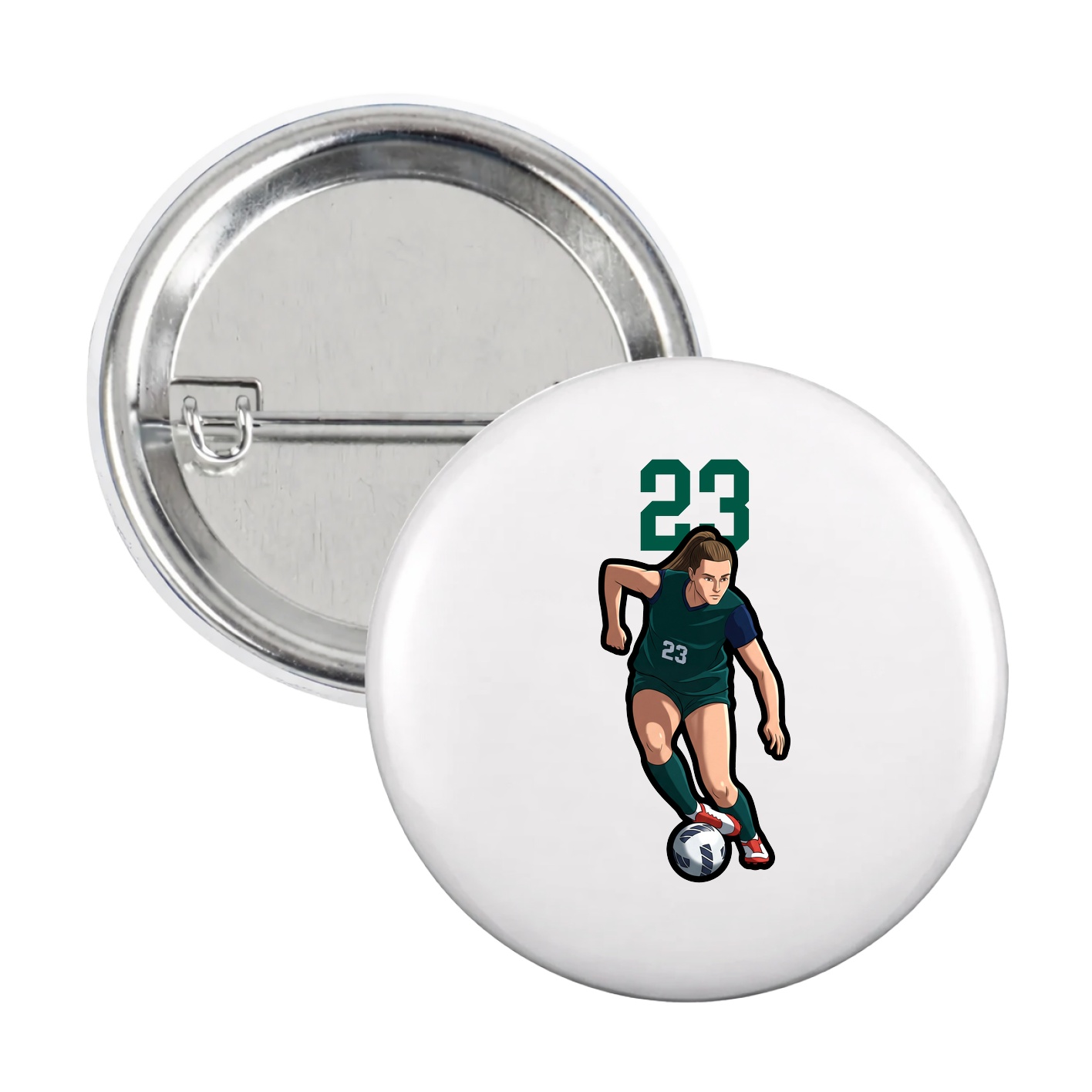 Game Day Button — Number Top in White